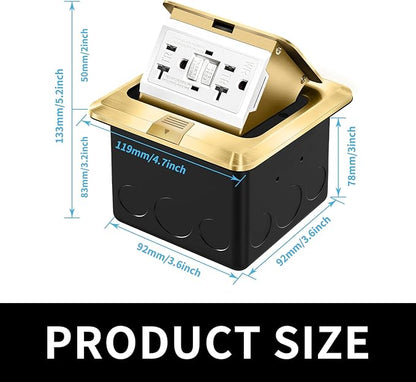 Vagueior Pop-Up Floor Box Kit, 20A Tamper-Weather Resistant Receptacle GFCI - Image 2
