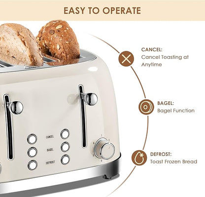 4 Slice Toaster Roter Mond Retro Stainless Steel - Image 4