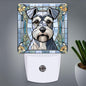 PODMemory Miniature Schnauzer Stained Glass Night Lights Plug into Wall by PODMemory