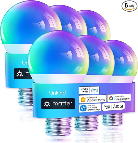 Linkind Matter Smart Light Bulb, WiFi Smart Bulbs, Work by Linkind
