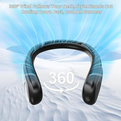 Portable Neck Fan, Personal Wearable Bladeless Fan, LED Display, 6000mAh USB - Image 2