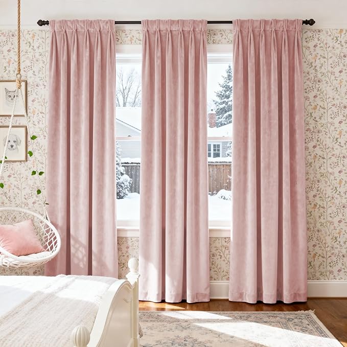 Lazzzy Velvet Blackout Curtains Thermal Insulated Room Window Drapes Super Soft - Image 5