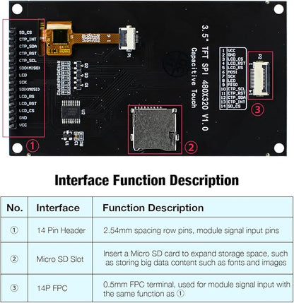 Hosyond 3.5 inch 320x480 IPS Capacitive Touch Screen LCD Module SPI Serial - Image 4