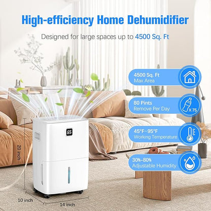 DEVERSE Max 80 Pints Energy Star Dehumidifier - Image 2