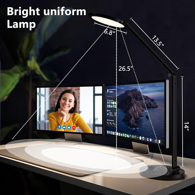 ANNAITE LED Desk Lamp for Home Office, Eye-Caring Modern Desk Light, 3 Color - Image 6