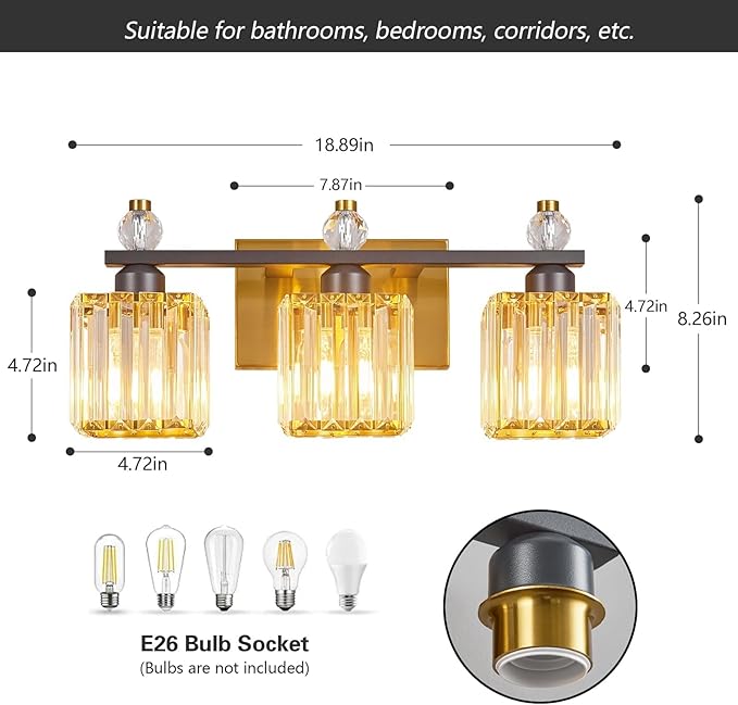 FDPBY 3-Light Modern Crystal Vanity Light - Image 5