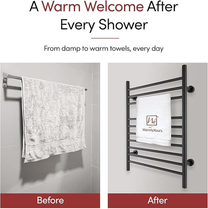 Heated Towel Rack, 10-Bar Wall-Mounted Electric Towel Warmer, Matte Black - Image 7