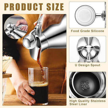 Uiifan 2 Pcs 68 oz Thermal Coffee Carafe Insulated Stainless Steel Coffee Carafe - Image 3