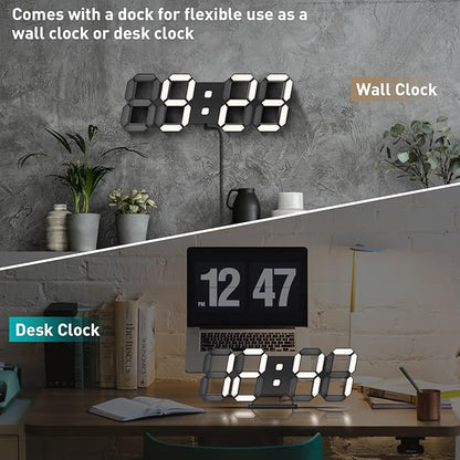 EDUP HOME 3D LED Clock Desk Alarm Clock Wall Clock - Image 3