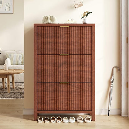 Shoe Cabinet Storage for Entryway, Fluted Shoe Cabinet - Image 9