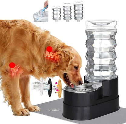 RIZZARI Large Water Dispenser for Dogs: 8L Raised Black Auto-Refill Stainless by RIZZARI