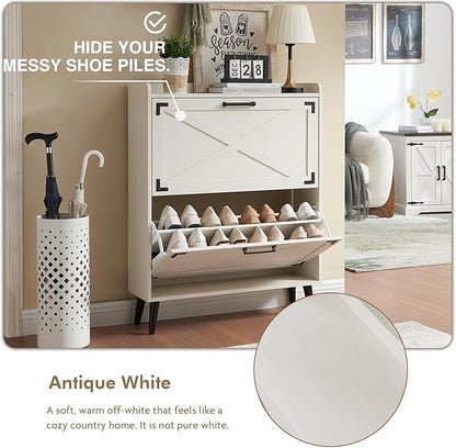 Shoe Storage Cabinet, Farmhouse Shoe Organizer - Image 3