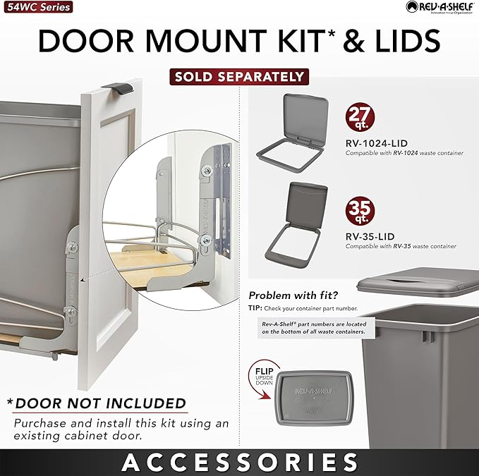 Rev-A-Shelf Steel Bottom Mount Single 35 Quart 8.75 Gallon Waste Bin Trash - Image 5
