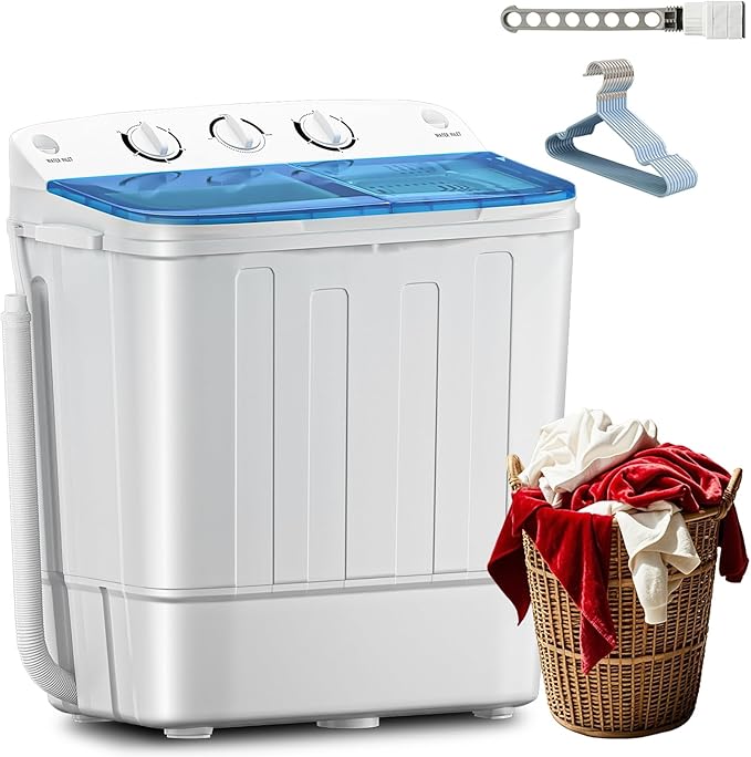 Portable Twin Tub 18lbs Washing Machine by Erivess
