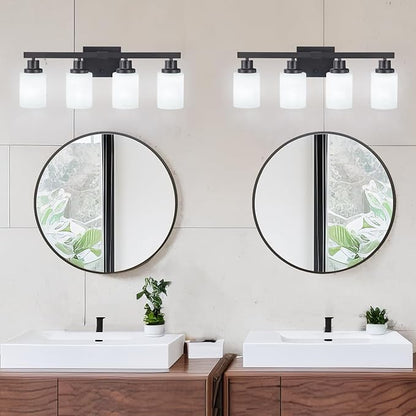 DIKAIDA Bathroom Light Fixtures, 4-Light Matte Black Bathroom Vanity Lights - Image 6