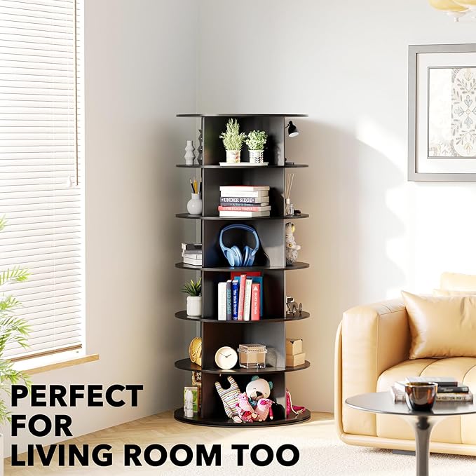 SpaceAid 6 Tier Rotating Shoe Rack Tower, Spinning Shoe Display Lazy Susan - Image 6