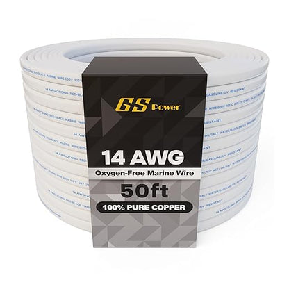 GS Power 50 Ft Duplex Marine Wire, 14 Gauge Wire, Oxygen-Free Tinned Copper 14 by GSPower