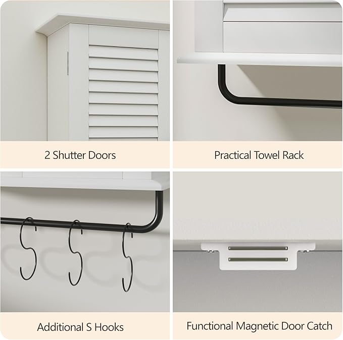 Bathroom Wall Cabinet, Over The Toilet Storage Cabinet, Wooden Wall Cabinet - Image 4