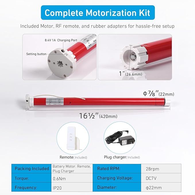 Rollerhouse 28mm Round Tube Battery Roller Shade Motor Kit - Image 6