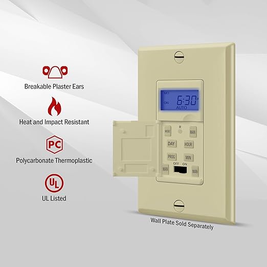 Enerlites 7 Days Digital in-Wall Programmable Timer Switch - Image 2