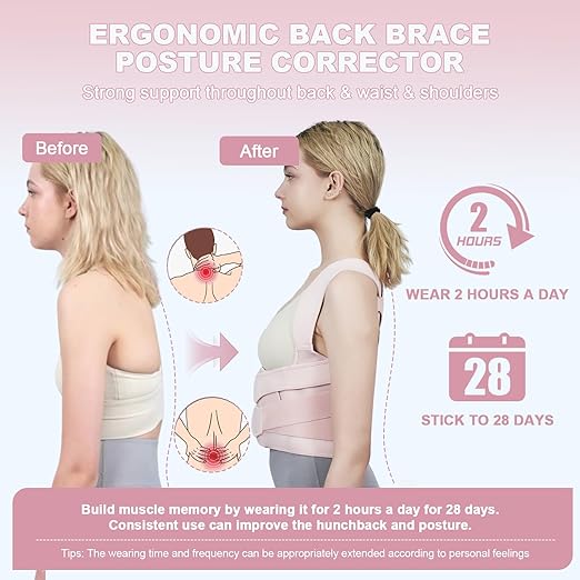Posture Corrector for Women and Men Upgraded Back Brace, Adjustable Back - Image 2