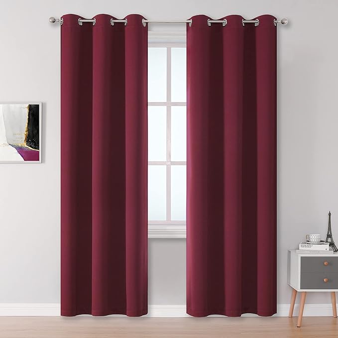 DUALIFE Burgundy Blackout Curtains Panels by DUALIFE
