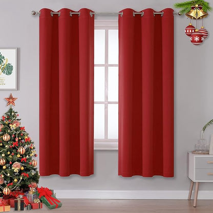 DUALIFE Red Blackout Curtains for Bedroom 72 Inches Long Room Darkening Thermal by DUALIFE