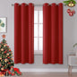 DUALIFE Christmas Red Curtains 63 Inches Long Room Darkening Thermal Insulated by DUALIFE