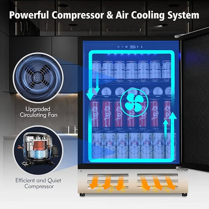 24 Inch Beverage Refrigerator Outdoor, Under Counter Beverage Cooler - Image 2