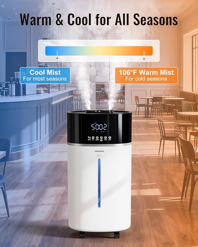Yokekon Cool and Warm Mist Humidifier Large Room, 4.76Gal/18L Humidifiers - Image 3