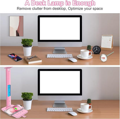 Desk Lamp with Wireless Charger，USB Charging Port, Dimmable Office Desk Light - Image 2