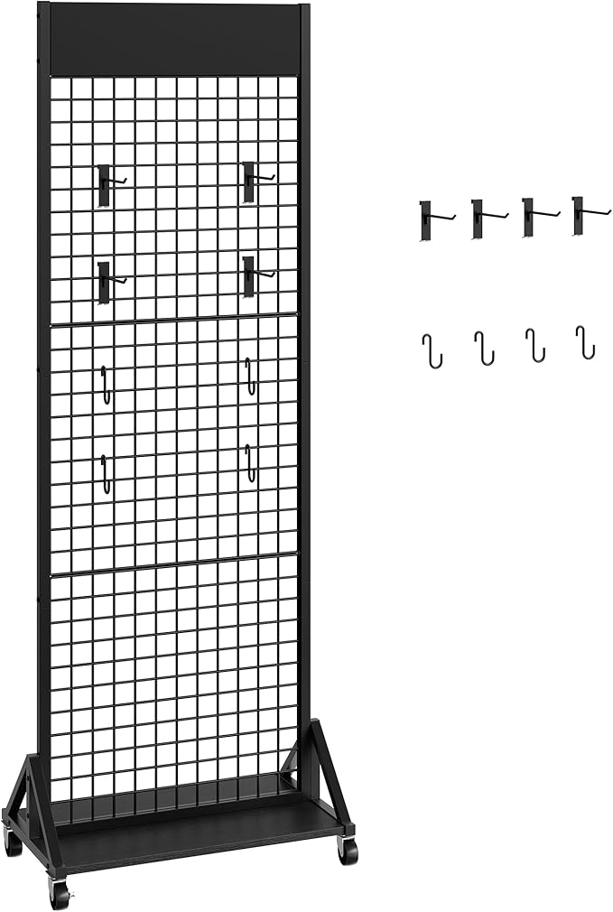 CHOEZON Grid Wall Panel, 2’ x 5.7’ Ft Floor Standing Gridwall Display Rack - Image 8