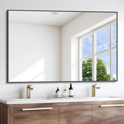 Black Bathroom Mirror for Wall, 55x30 Inch Rectangle Mirrors - Image 8