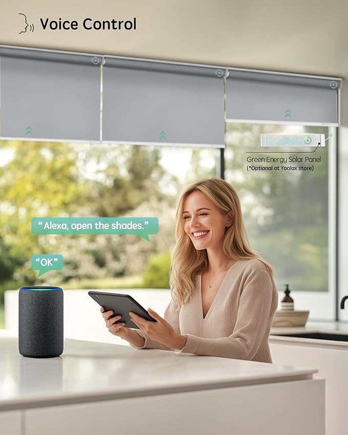 Yoolax Motorized Blinds with Remote, Automatic Window Shades Work with Alexa - Image 2