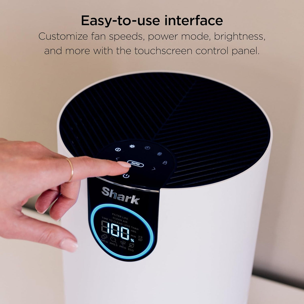 shark clean sense air purifier with pet filter, front angle view