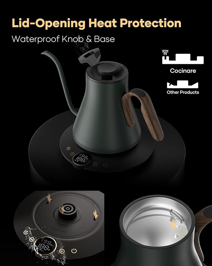Cocinare FLOW B9 Gooseneck Electric Kettle, Precise Temperature Control - Image 7