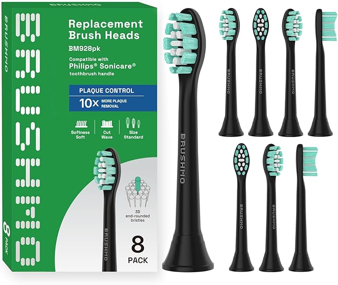 Brushmo Plaque Control Replacement Toothbrush Heads, Compatible by Brushmo