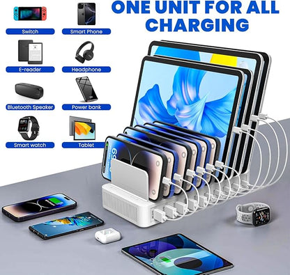 RISWOJOR Charging Station for Multiple Devices, 100W 10 Ports Charging Dock - Image 5