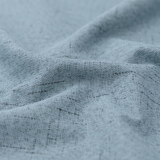 KOUFALL Bathroom Curtains Window, Calming Coastal Dusty Blue Linen Blackout - Image 7