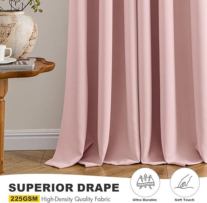 MIULEE Baby Pink Blackout Curtains - Image 5