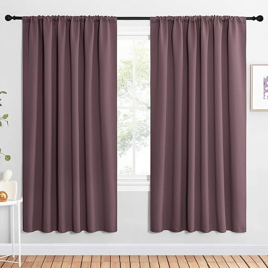 NICETOWN 2 Panels Blackout Curtains, Rod Pocket Window Curtains Room Darkning by NICETOWN
