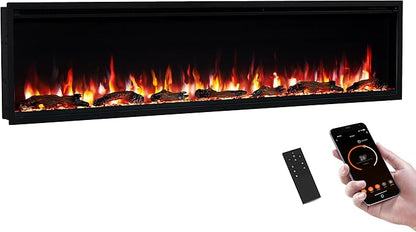 PuraFlame Herman 72 Inch Smart Linear Electric Fireplace by PuraFlame