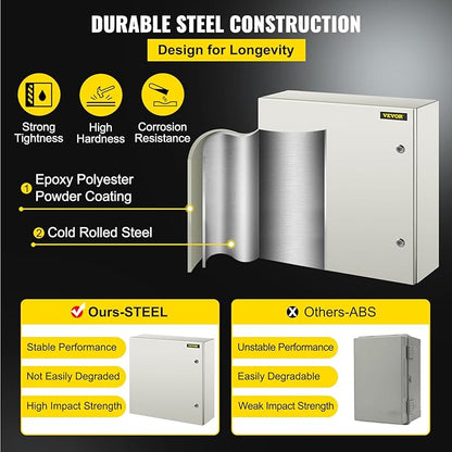 VEVOR NEMA Steel Enclosure, IP66 Waterproof & Dustproof, Outdoor/Indoor - Image 3
