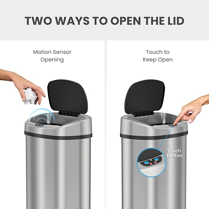 iTouchless 50 Liter / 13 Gallon Stainless Steel Kitchen Trash Can - Image 3