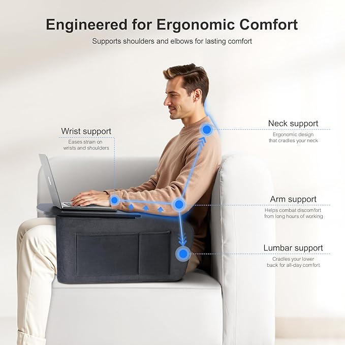 Lap Desk for Adults with Arm Rests, Ergonomic Laptop Pillow Stand for Bed - Image 3