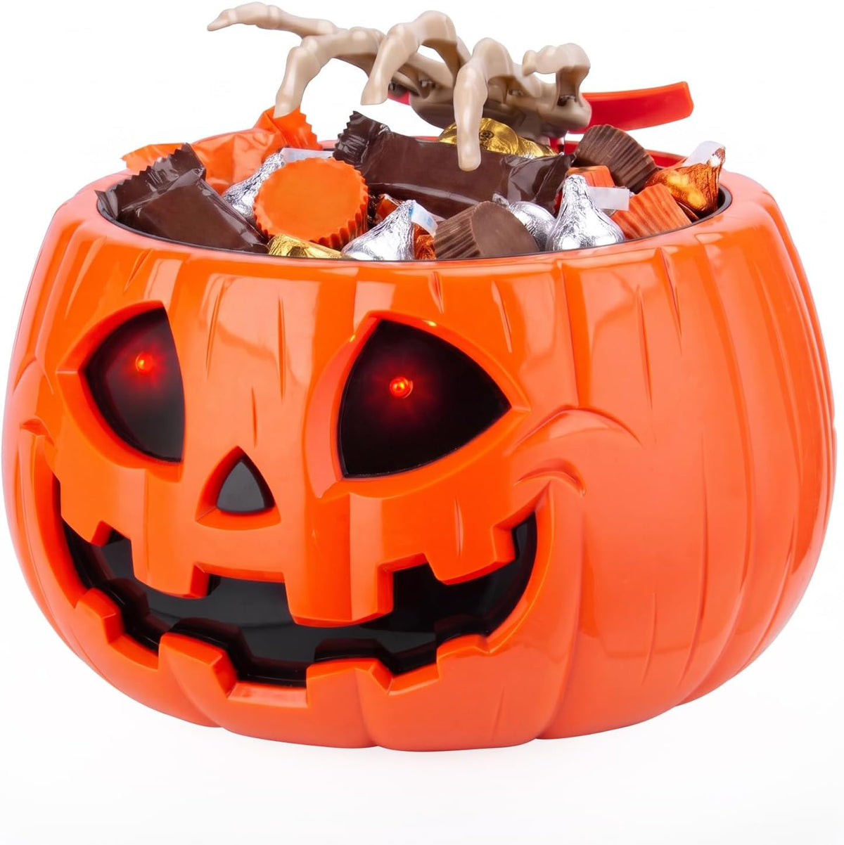 GameXcel Animatronic Halloween Candy Bowl with Motion Sensor Skeleton Hand