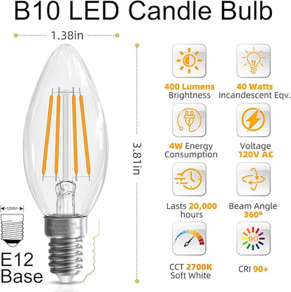 GvvooHome LED Candelabra Light Bulbs, E12 Bulb dimmable, 40 watt Equivalent - Image 2
