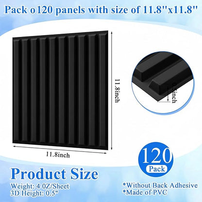 Nuanchu 120 Pcs 3D Slat Wall Panels 12 x 12 Inch PVC Fluted Textured Panel - Image 2