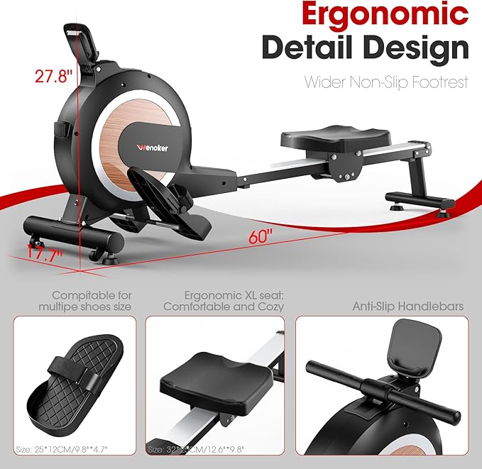 Rowing Machine for Home, Magnetic Rower Machine, 350 LB Weight Capacity - Image 3