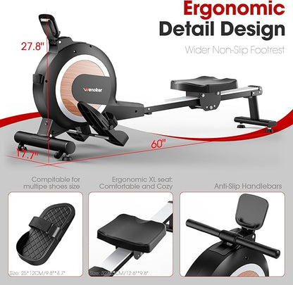 Rowing Machine for Home, Magnetic Rower Machine, 350 LB Weight Capacity - Image 3